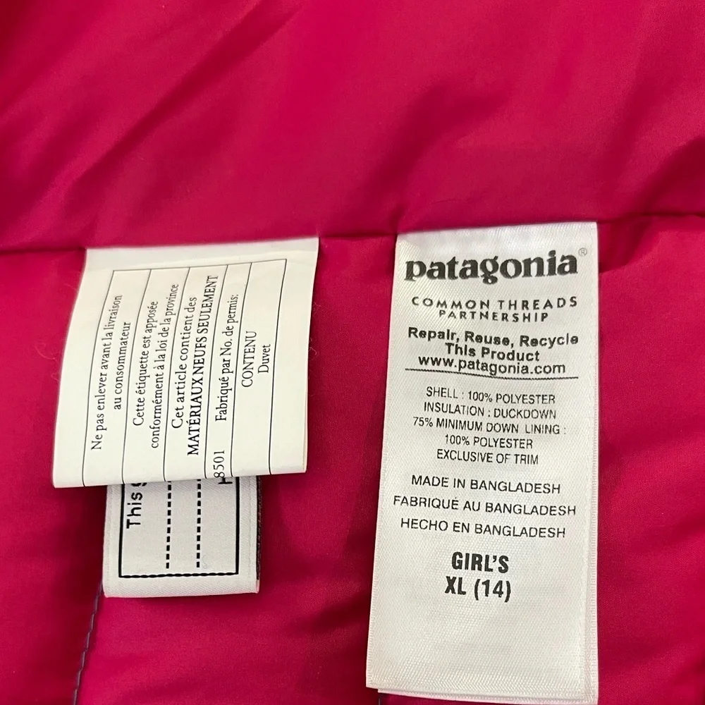 Patagonia Kids Bright Blue Puffer Jacket XL